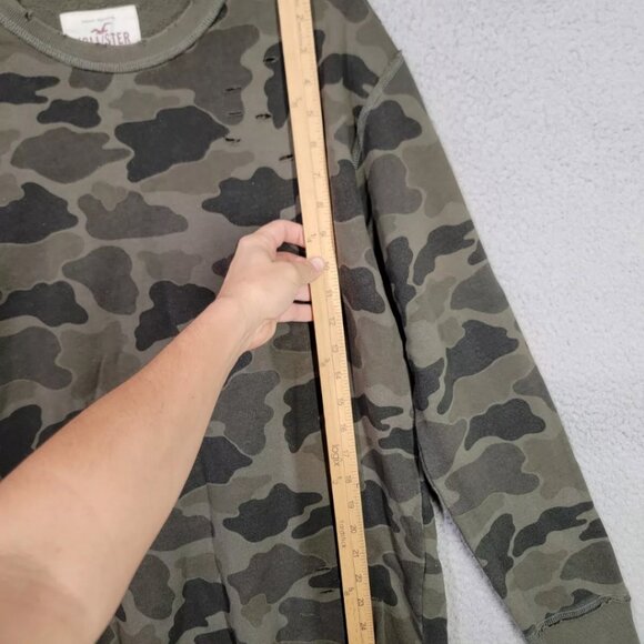 #266 Hollister Camo Sweatshirt Medium Crew Neck Distressed Pullover Camouflage - Picture 3 of 7